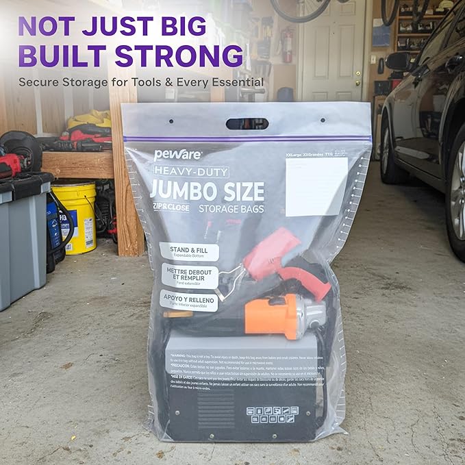 10 Gallon Heavy Duty Large Storage Bags with Handle, Big Zip Seal Top Bags, 6 Mil Extra Thick Clear Big Plastic Resealable Zip Poly Bags for Home Moving, Travel, Camping, 20" x 26", Pack 10