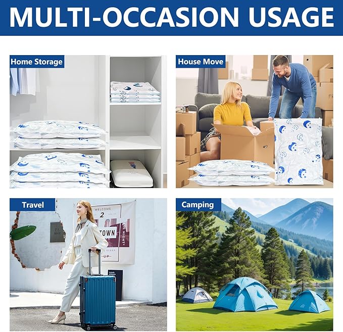 Vacuum Seal Bags for Clothing with Electric Pump,16 Pack Space Saver Bags (4 Jumbo, 4 Large, 4 Medium, 4 Small) Vacuum Storage Bags for Travel,Bedding,Blankets