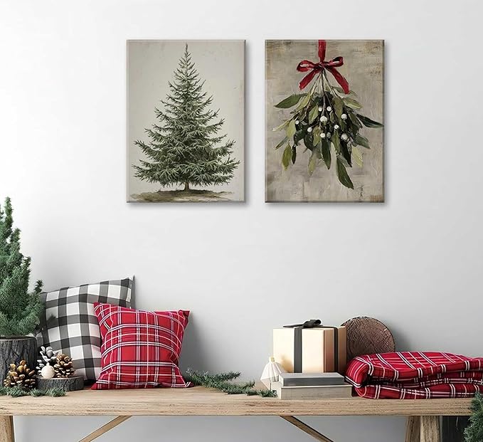 Paint by Number Kit for Adults & Kids, 2 Pack Christmas Scenes 16x20 Inch Unframed, DIY Acrylic Painting Kit with Brushes & Paints, Festive Home Art Decor
