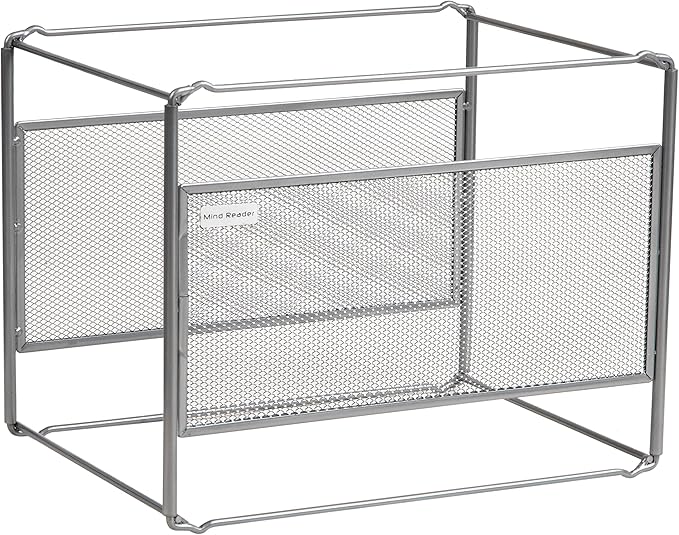 Mind Reader Hanging File Folder Organizer, Desktop Organizer, Storage, Office, Metal Mesh, 13"L x 9.75"W x 10.25"H, Silver
