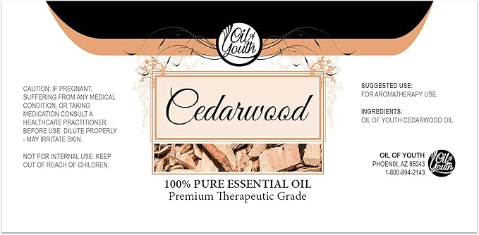 Oil of Youth Essential Oils 8oz - Cedarwood Essential Oil - 8 Fluid Ounces - Cedar Oils - Cedarwood Oil