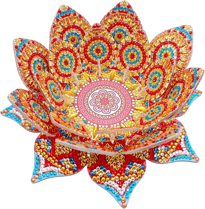 5D DIY Diamond Art Painting PVC Flower Candle Holders Tealight/Tea Light/Votive Candle Holder, for Table Centerpiece Home Décor Party Wedding Dinning-Flower05