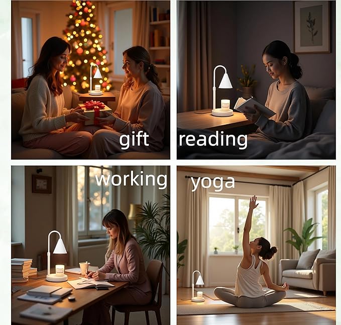 KING SHA Height Adjustable Candle Warmer Lamp with Timer and Dimmer Compatible with Universal Sizes of jar Candles,Wax melt Warmer for Mother's Day, Housewarming, Birthday Gifts,White