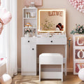 YIKEHOME Women Makeup Vanity Desk with Mirror and 11 Lights, 3-Colour Hollywood Brighter Bulbs, Vanity Table with Large Drawers and Tiers of Open Shelves for Bedroom Dressing Room White