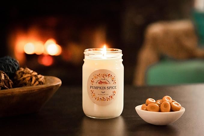 Pumpkin Spice Aromatherapy Candle 12 oz | 100% All-Natural Soy Wax & Essential Oil Infused | 40+ Hour Burn Time | Pet Safe + Smoke Odor Eliminating | Handmade in U.S.A. | Non-Toxic Candles