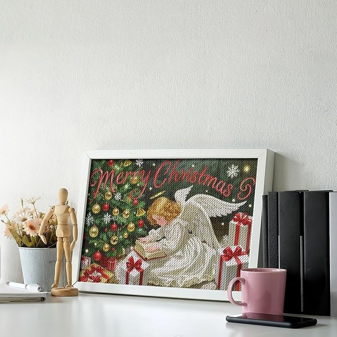AIVKIEJK Diamond Painting Kits for Adults - Merry Christmas Angel Welcome Painting DIY 5D Full Drill Diamond Dots Paintings with Diamonds Gem Art and Crafts Home Decor 8"x12"