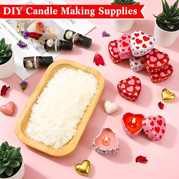 VioraWhite Mother's Day Making Candle Kit Gift Set DIY Soy Wax Candle Kit Mother's Candles Making Supplies for with Essential Oils & Dried Flower for Mothers Day Adults Beginners Romantic Gift