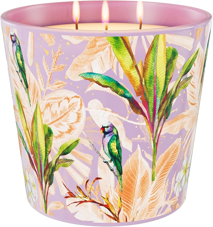 Thai Frangipani Scented Candle, 30oz Natural Soy Wax Non Toxic, 3 Wick Big Candles for Home Scented, 100hours Clean Burn,Long Lasting Large Aromatherapy Candle Gift for Women,Stress Relief,SPA