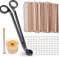 200Pcs Wood Wick for Candle Making, 5.1 x 0.5 Inch Natural Wood Wicks, Trimmer and Wooden Candle Wicks with Metal Base for Candle Business (100 Set)