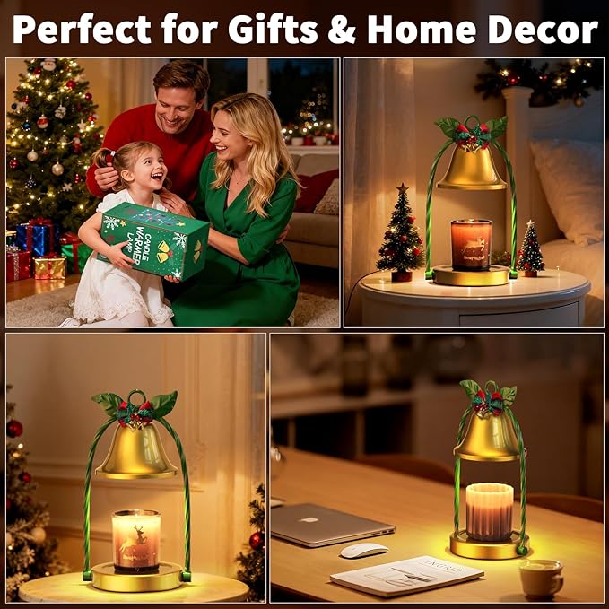 Candle Warmer Lamp with Timer & Dimmable 4-Level Brightness - Adjustable Height,for New Home Bedroom, Gifts for Women (Christmas)