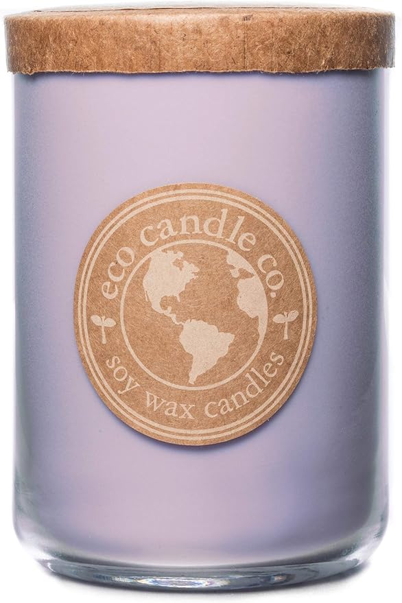 ECO CANDLE CO. Recycled Candle, Pure Lilac, 26 oz. Double Wick - Scents of Pure Lilac Bushes - 100% Soy Wax, No Lead, Kraft Paper Label & Lid, Hand Poured, Phthalate Free, Midwest Grown Soybeans