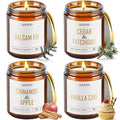 AOOVOO Christmas Candle Set - 4PC Scented Candles, 28 oz Soy Candles, Soy Candle for Home Scented, Balsam Fir/Cedar&Patchouli/Cinnamon&Apple/Vanilla Cake