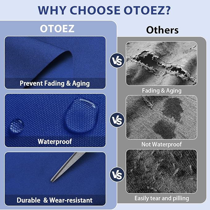 OTOEZ 600D Waterproof Canvas Fabric by The Yard, Fade & UV Resistant Outdoor Upholstery Material 58" W Water Resistant Cordura Fabric for Marine Boat Awning Tent Chairs DIY, 1 Yard Royal Blue