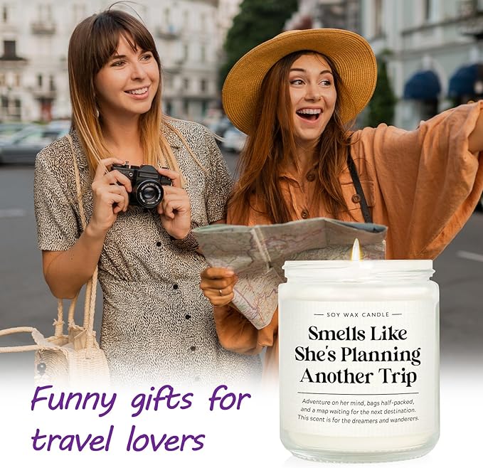 Travel Gifts for Women, Funny Travel Planner Candle, Birthday/Vacation/Christmas Gift for Trip Planner, Frequent Travelers, Sisters, Coworkers, Friends, Handmade, 7oz