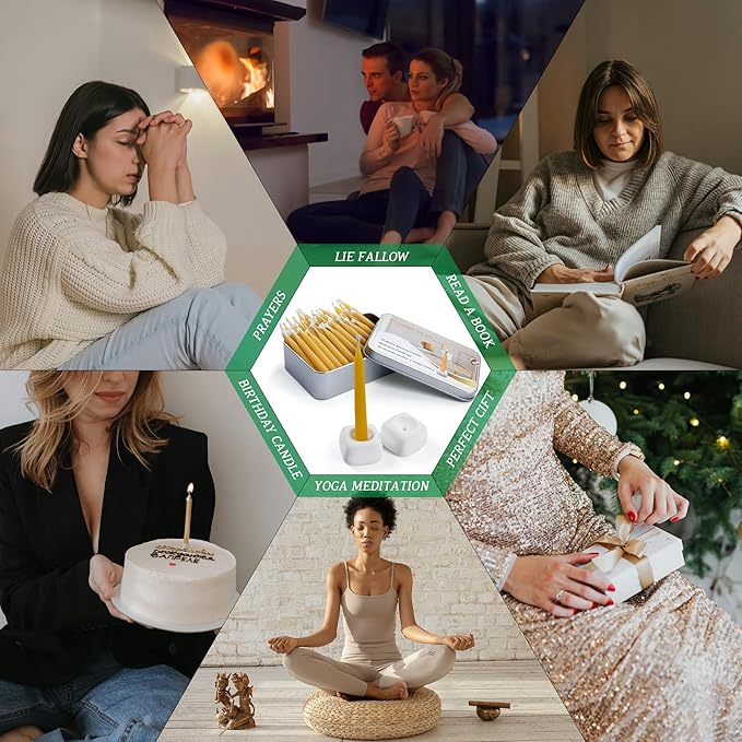 Meditation Beeswax Candles 90Pcs, 20 Minute Mini Candles Set, 2.6 Inch Small Bees Wax Taper Candles - Smokeless, Dripless and Non-Toxic for Home, Women Gifts, Yoga-Yellow