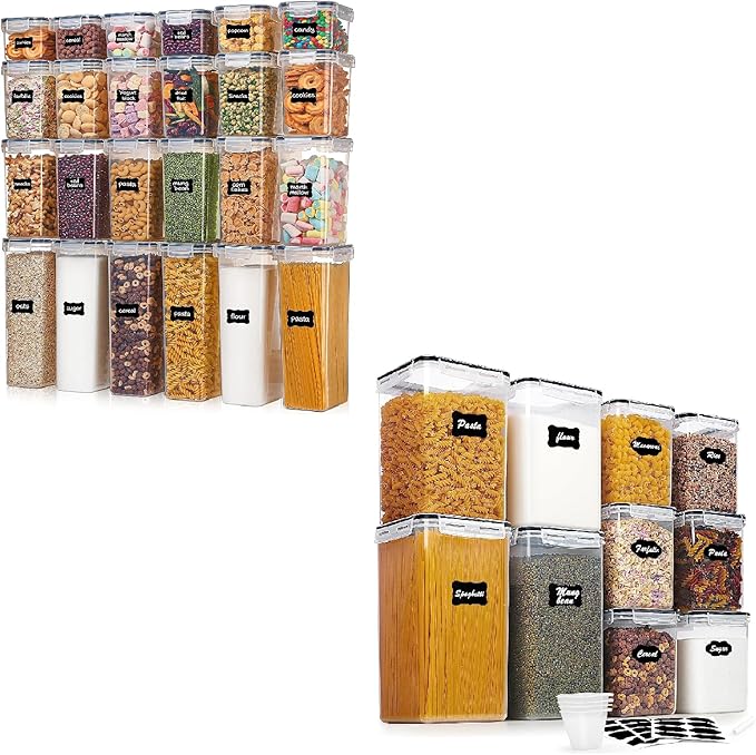 Vtopmart 24 Pcs Food Storage Containers with 10 PCS Flour and Sugar Storage Container