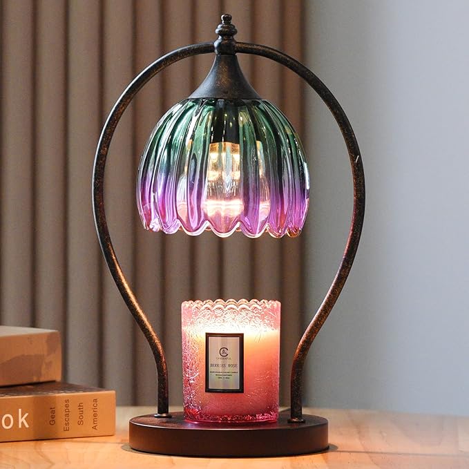 GOODBUY Electric Candle Warmer Lamp with Timer：Scented Candle Warmer Dimmable Lamp with 2 Bulbs, Christmas Gifts for Mom Women, House Warming Gifts New Home Decor for Bedroom Living Room