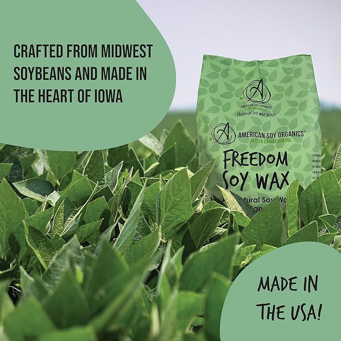 American Soy Organics Freedom Soy Wax Beads for Candle Making - Natural Candle Making Supplies - Paraffin-Free, Beeswax-Free Candle Wax for Container Candles, Tealights and Wax Melts, 10 lbs
