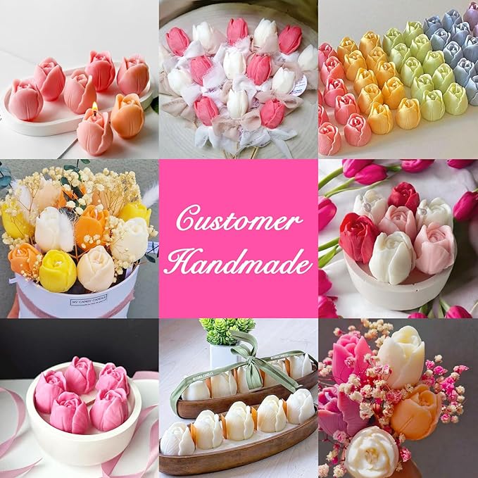 3 PCS Tulip Flower Silicone Molds 3D Floral Resin Candle Soap Mold,Candle molds for Candle Making for DIY Resin Crafts,Cake Decoration,Flower Fondant & Home Decor Casting