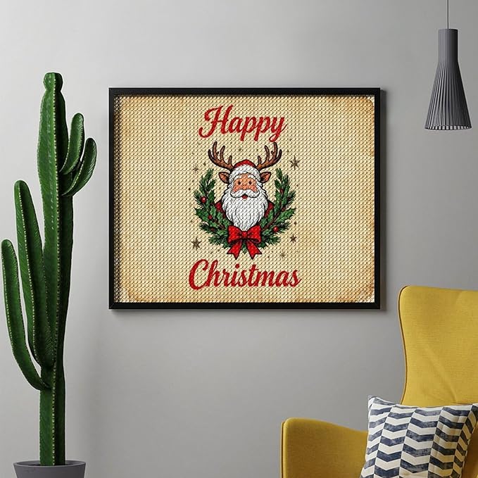 AIVKIEJK Diamond Painting Kits for Adults - Christmas Santa Claus Holly Berries & Snowflakes Painting DIY 5D Full Drill Diamond Dots Paintings with Diamonds Gem Art and Crafts Home Decor 16"x20"