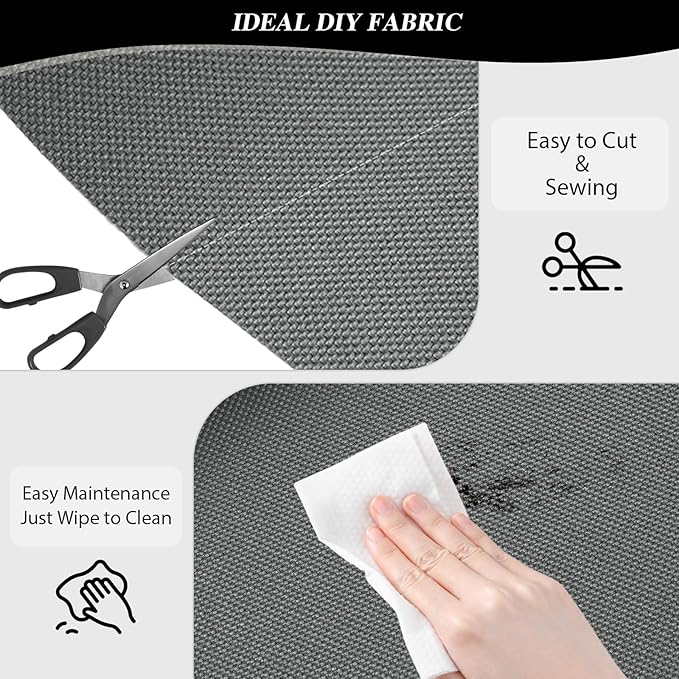 ANMINY 100% Waterproof Outdoor Fabric 3 Yards, 58" W 600D Marine Canvas Fabric with PVC Backing, Ripstop Upholstery Material by The Yard for Furniture Boat Covers Tent Awning, Light Gray