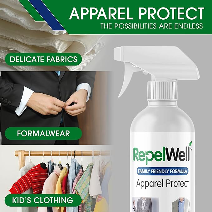 RepelWell Apparel Protect (12oz) Stain & Water Repellent Spray – Non-Toxic, Eco-Friendly, Pet-Safe Sprays for Clothing & More