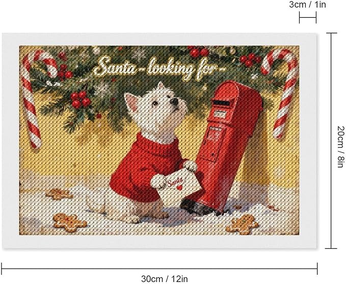 Diamond Painting Kits for Adults - Cute Scottish Terrier Christmas Westie Dog Holding Santa Letter Painting DIY 5D Full Drill Diamond Dots Paintings with Diamonds Gem Art And Crafts Home Decor 8"x12"