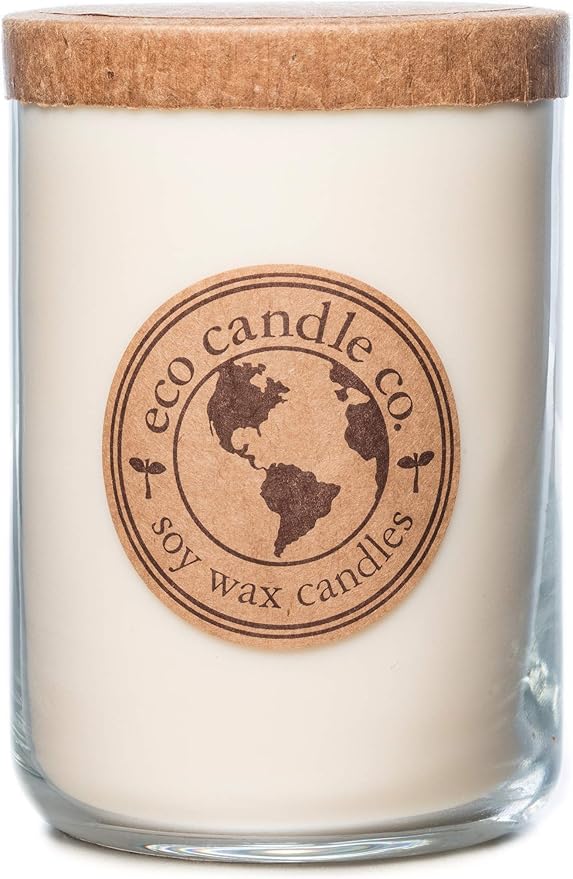 ECO CANDLE CO. Recycled Candle, Bourbon Vanilla, 26 oz. - Scents of Bourbon, Vanilla, Tonka Bean, Cedarwood, & Cardamom - 100% Soy Wax, No Lead, Kraft Paper Label & Lid, Hand Poured, Midwest Soybeans