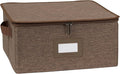 Covermates Keepsakes Zip-Top Storage Box Set, 3 Pack Heavy Duty Polyester Organizer Bins, Stackable Design, ID Window, Reinforced Handles, Closet Home Storage, Brown Heather