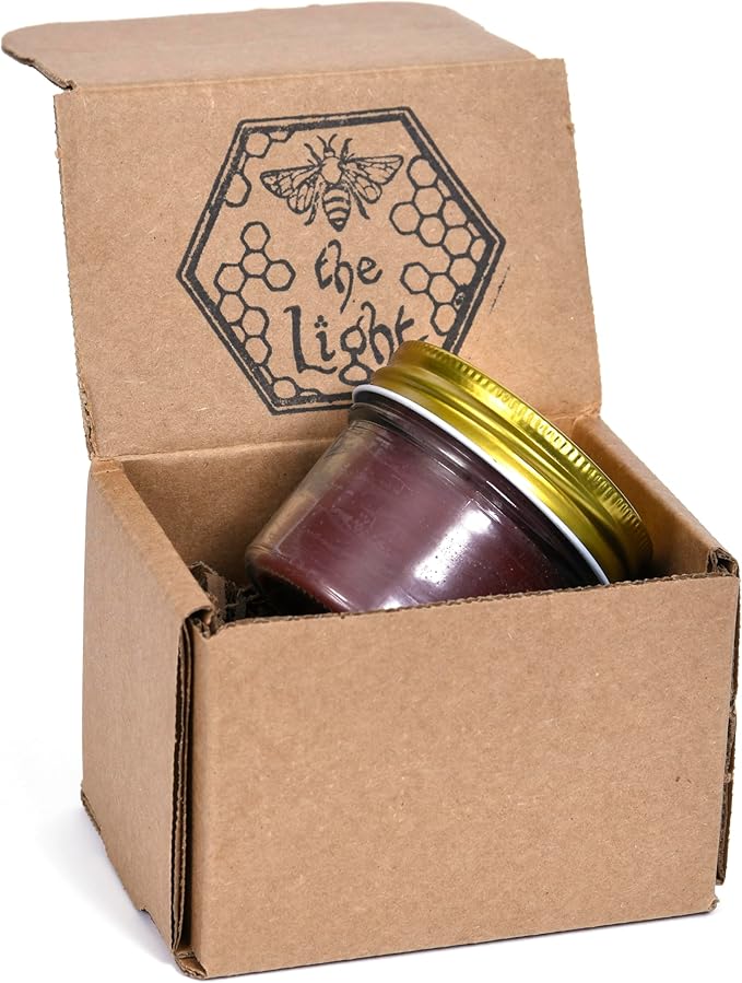 BeeTheLight Beeswax Jar Candle with Lid - Cinnamon Orange Clove Aromatherapy Candle - 25 Hours Burn Time - All Natural 100% Pure Beeswax Candle - Handmade Decorative Jar Candle