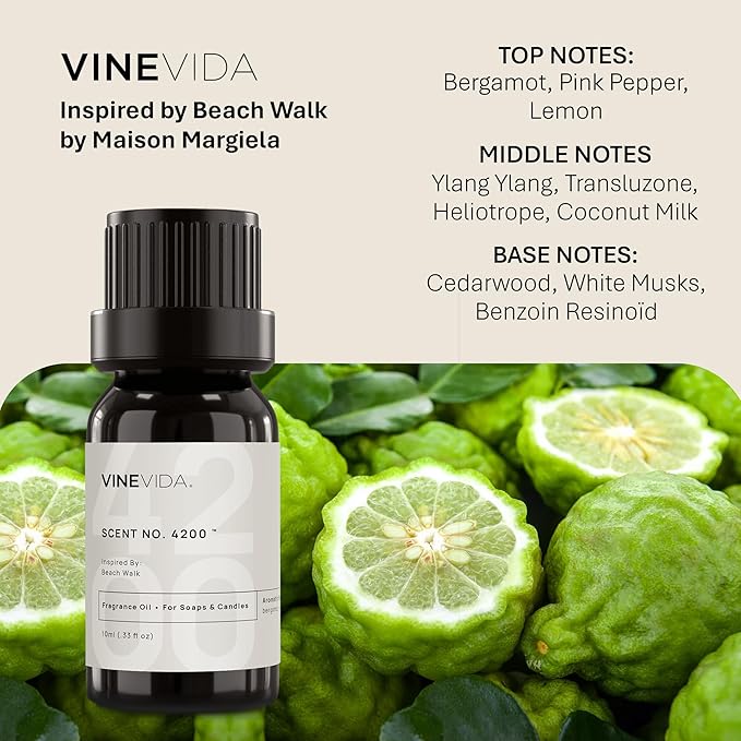 VINEVIDA [10 Ml] Scent NO. 4200 Inspired by Beach Walk | Premium Fragrance Oil for Candle Making & Soap Making | Candle Scents for Soy Wax | Scented Oils for Car Freshies & Bath Products