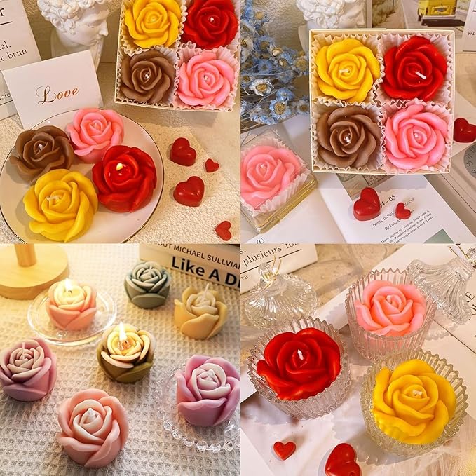 3 PCS Rose Silicone Molds Soap 3D Flower Mold Candle Mold Clay Resin Molds for DIY Handmade Soaps, Candle Gifts, Resin Crafts, Ice Cubes, Chocolate and Home Decorations