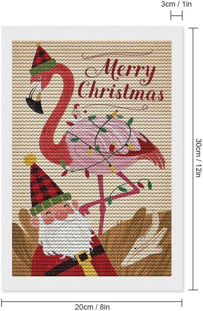 AIVKIEJK Diamond Painting Kits for Adults - Festive Flamingo Christmas Santa Hat Painting DIY 5D Full Drill Diamond Dots Paintings with Diamonds Gem Art and Crafts Home Decor 8"x12"