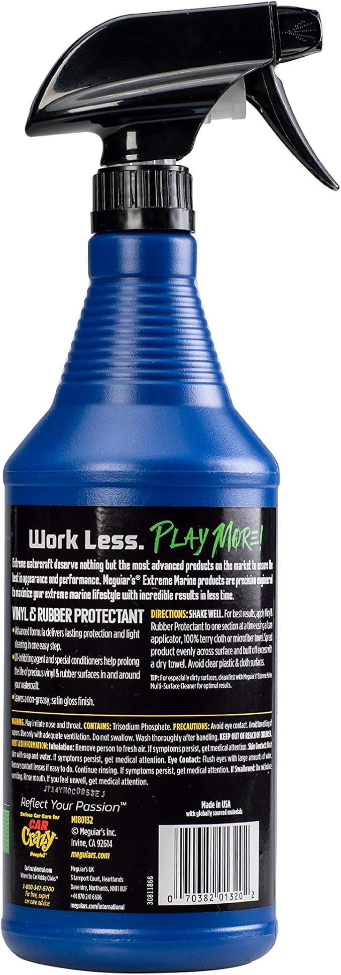 Meguiar's Extreme Marine Vinyl and Rubber Protectant M180132, Premium RV and Marine Vinyl Protectant, Convenient and Easy-to-Use Spray, Provides Long-Lasting UV Protection, 32 Oz Spray