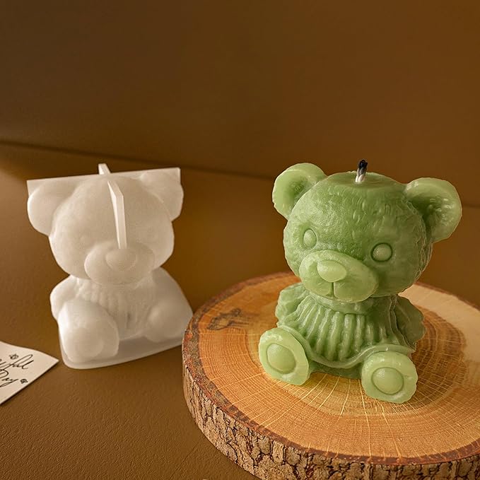 2 Pack Cylinder Animal Molds Bear Candle & Resin Mold - Resin Casting Silicone Molds for Home Decor & Candle Making Wave Spiral Mold