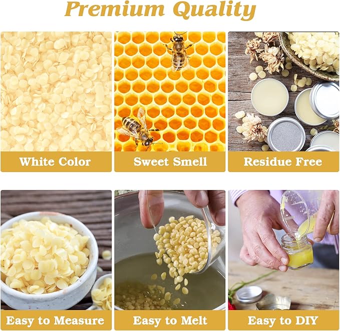 Beeswax Pellets 10LB Beeswax Triple Filtered Beeswax Pastilles for Candle Making Great for DIY Projects (10LB)