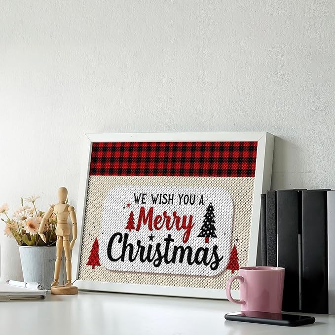AIVKIEJK Diamond Painting Kits for Adults - Merry Christmas Welcome Painting DIY 5D Full Drill Diamond Dots Paintings with Diamonds Gem Art and Crafts Home Decor 12"x16"