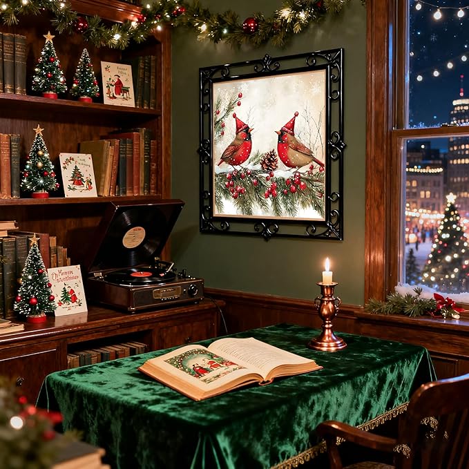 VIGEGU Christmas Diamond Art Kits for Adults - Cardinal Birds Diamond Painting Kits for Adults,Winter 5D DIY Full Round Drill Paint with Diamonds Dots Gem Art Crafts Kits for Home Decor 12x12 in