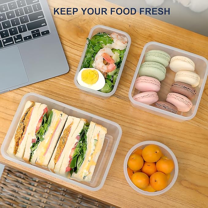 46 PCS Food Storage Containers with Lids(23 Containers & 23 Lids), Reusable Plastic Food Containers with Lid for Kitchen Storage and Organization, BPA-Free & Leak Proof with Labels & Pen