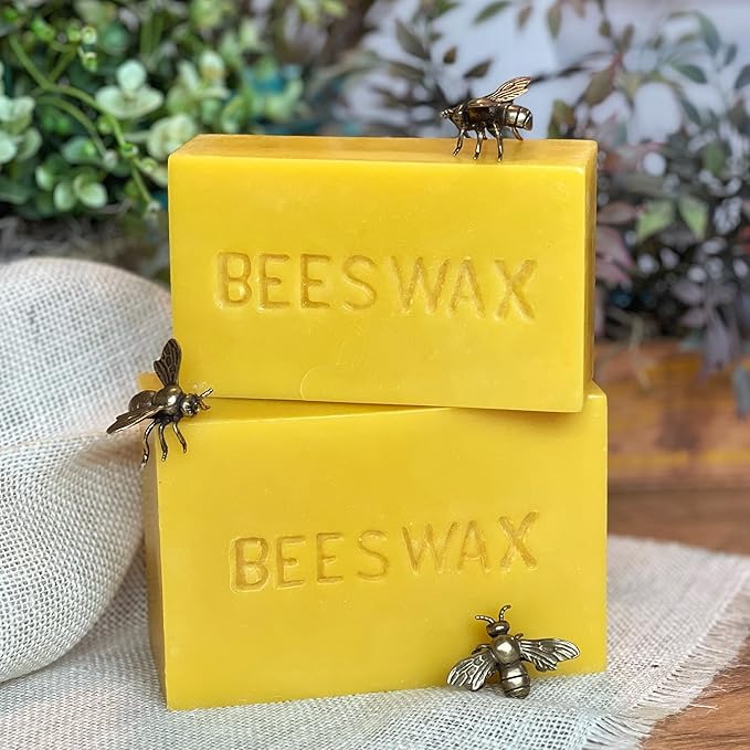 100% Pure Beeswax Block – Natural, Filtered & Cosmetic Grade – Locally Sourced, Additive-Free – for Skincare, Salves, Balms, DIY Crafts & Candle Making (1lb) (1, Pounds)