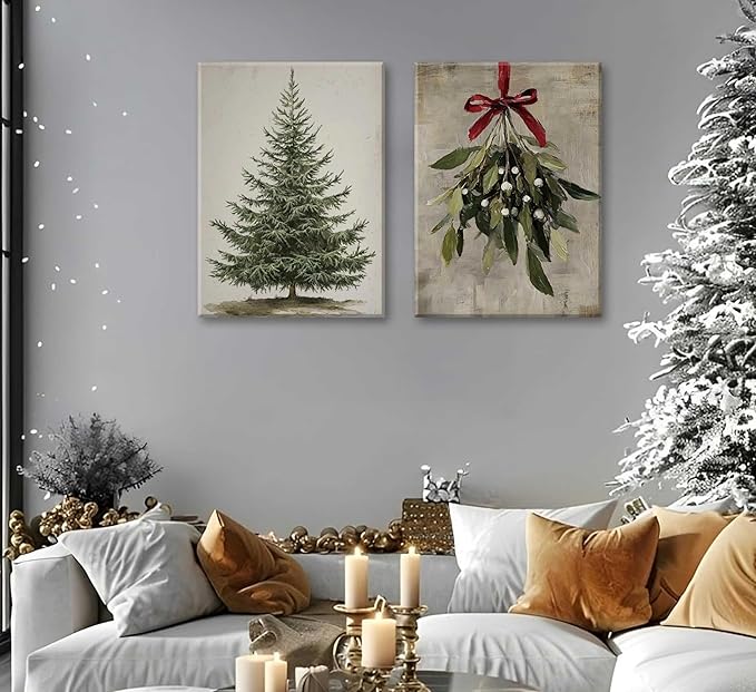 Paint by Number Kit for Adults & Kids, 2 Pack Christmas Scenes 16x20 Inch Unframed, DIY Acrylic Painting Kit with Brushes & Paints, Festive Home Art Decor
