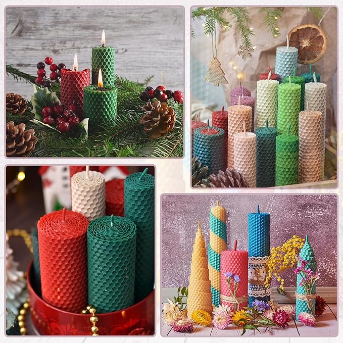 MECCANIXITY Beeswax Candle Making Kit,8x8 Inch 10pcs Black Beeswax Candle Sheets with 1pcs Cotton Wick for DIY Craft Gift Making