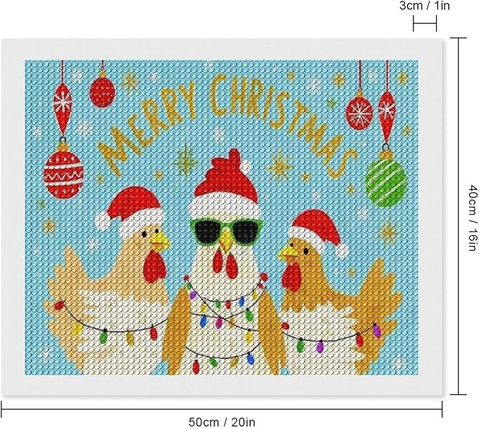 AIVKIEJK Diamond Painting Kits for Adults - Christmas Rooster Santa Hat & Fashion Glasses Painting DIY 5D Full Drill Diamond Dots Paintings with Diamonds Gem Art and Crafts Home Decor 16"x20"