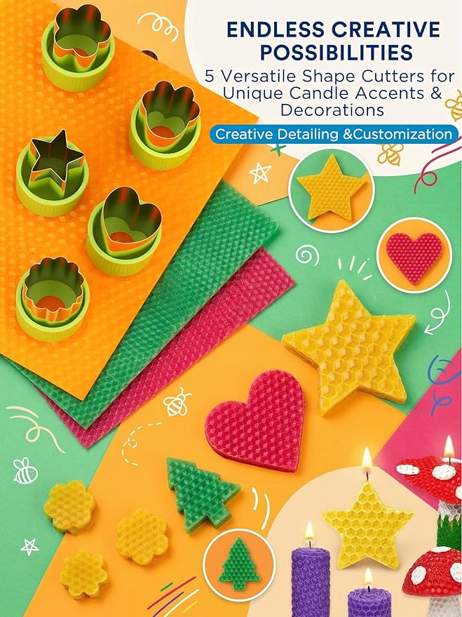 LumaCraft Beeswax Sheets for Candle Making Kit – 16PCS 100% Pure Natural Beeswax Candle Sheets for Rolling Candles – DIY Handmade Candle Making Kit for Family Holiday Party Gift Craft Decor