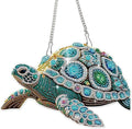 DIY Diamond Painting Sea Turtle Hanging Ornament Kit – 5D Crystal Turtle Wall Art Craft with Chain – Ocean Animal Rhinestone Suncatcher Decoration for Home Window Door Balcony Gift Idea