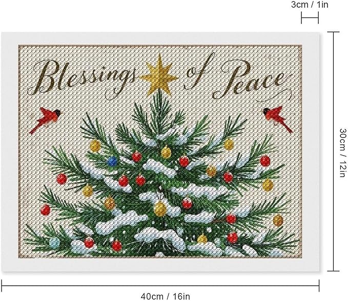 Diamond Painting Kits for Adults - Christmas Snowy Pine & Inspirational Blessings of Peace Painting DIY 5D Full Drill Diamond Dots Paintings with Diamonds Gem Art And Crafts Home Decor 12"x16"