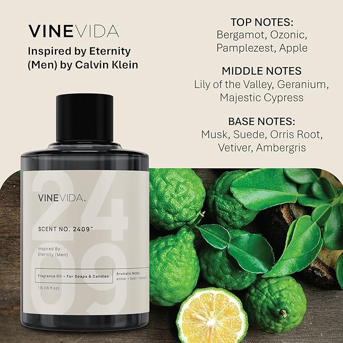 VINEVIDA [16oz] Eternity (Men) Fragrance Oil for Candle Making - Natural Candle Oil Scents - Soap Making Essential Oil - Made in USA