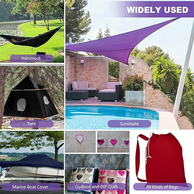 1200D Thicken Waterproof Canvas Fabric by The Yard 58" W Water-Resistant Polyester Fabric Heavy Duty Outdoor Upholstery Material for Chair Patio Cushion Furniture Cover Sewing DIY, 5 Yards Purple