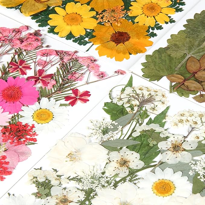 110+PCS Pressed Flowers for Resin molds Real Dried Flower Leaves for Resin Jewelry Making Dry Flowers for Scrapbooking Crafts DIY Soap Candles Making Nails Décor (Colorful-A)