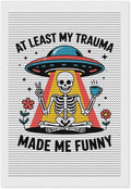 KIVJMSIDJA Skull Skeleton “At Least My Trauma Made Me Funny” Diamond Painting Kits for Adults,Diamond Art Kits for Beginners 5D Round Diamond 8"x12"